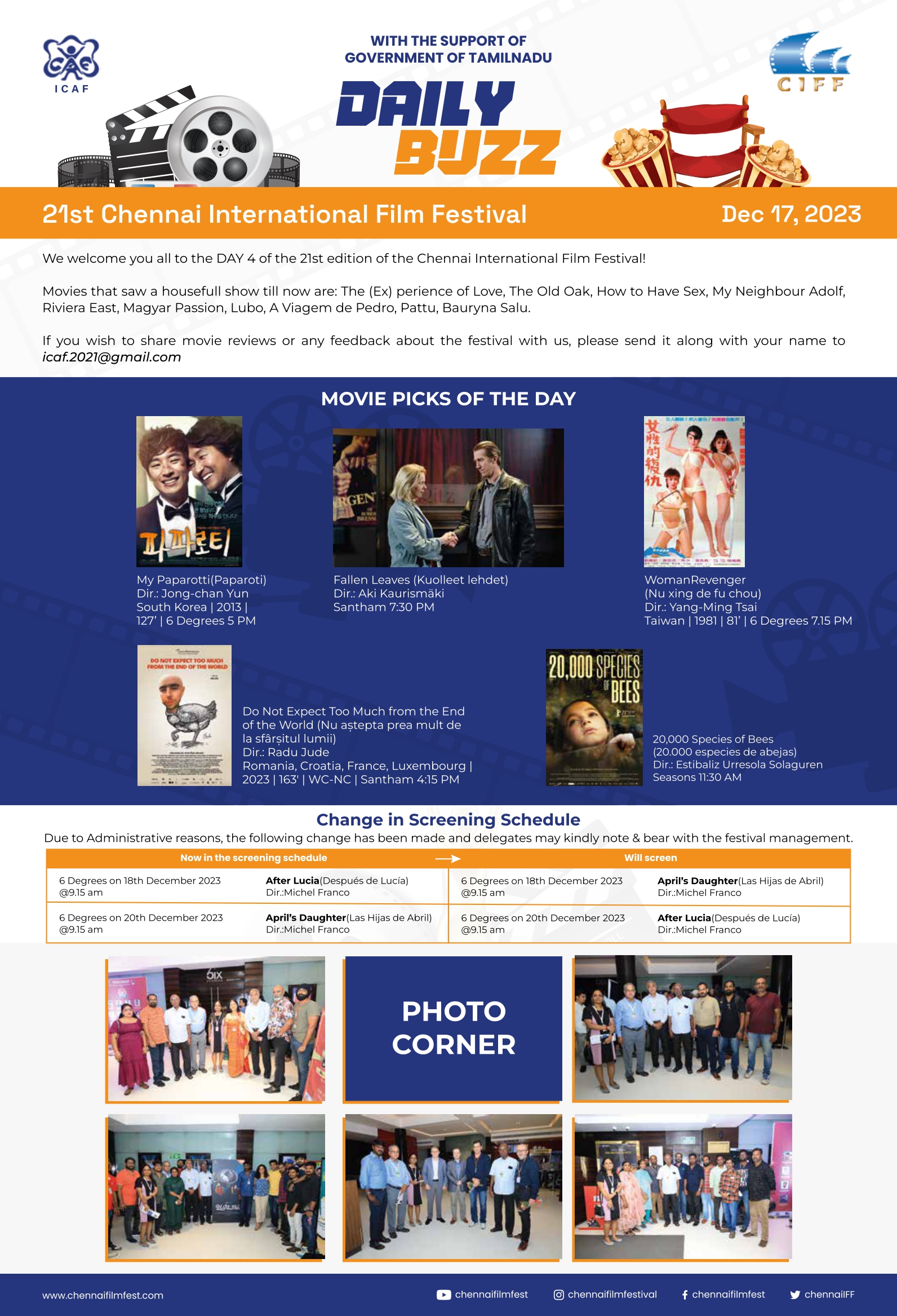 21st Chennai International Film Festival Day 4 Poster